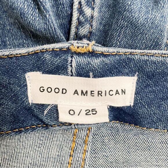Good American Jeans Good Waist Crop Ankle Raw Edge Blue Wash Women’s Size 25 | 0 - Picture 11 of 15
